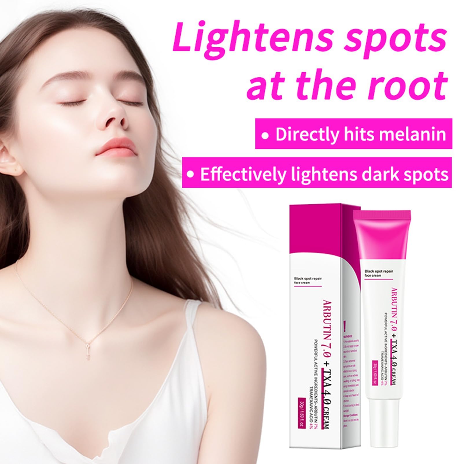 Arbutin 7% + ácido tranexámico 4% crema – Dark Spot Remover Skin Lightening Cream, Eliminador de manchas de pigmentación facial – Crema Glow Skin contra manchas de pigmento, pecas e imperfecciones — view 7