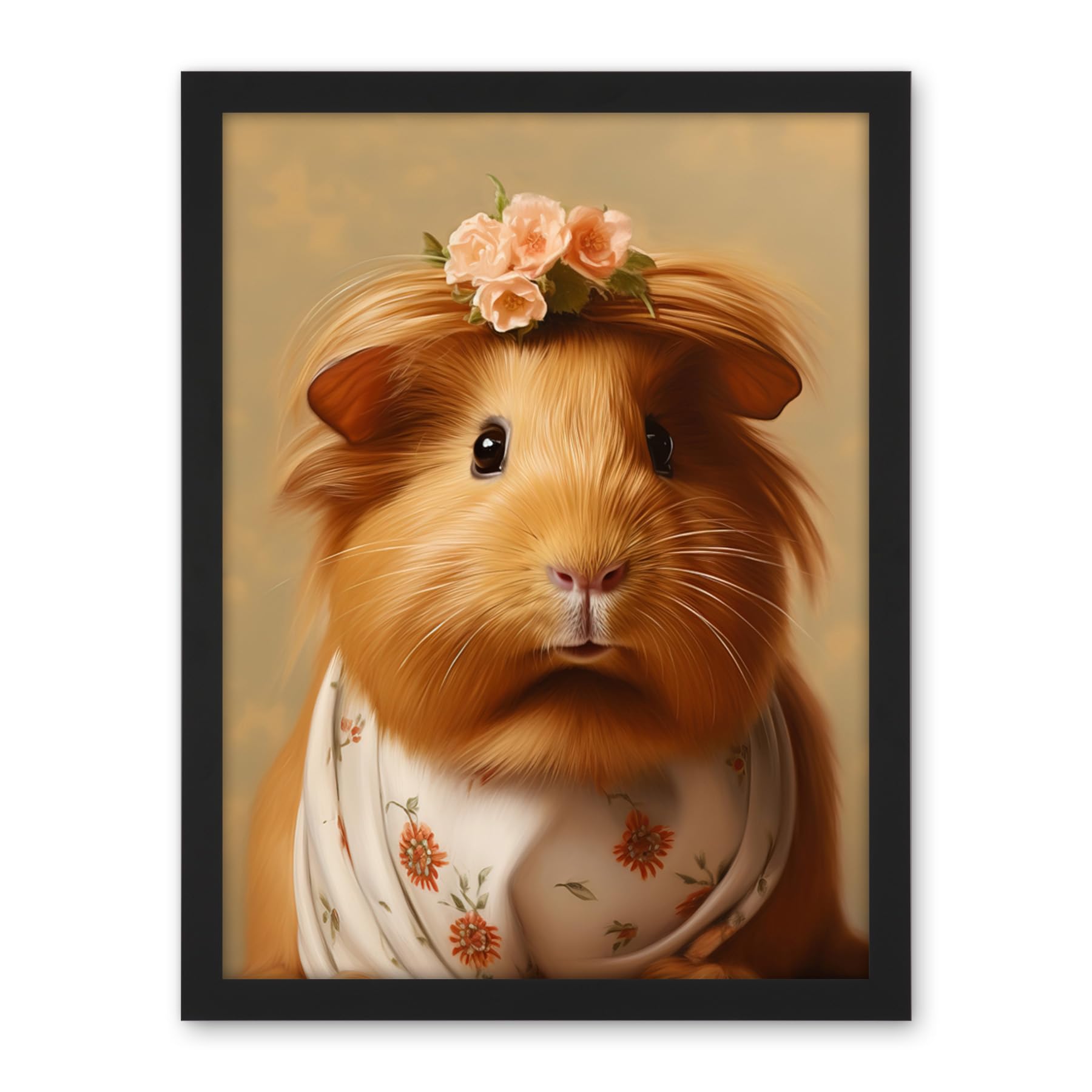 Artery8 Cute Dressed Up Guinea Pig Girls Bedroom Artwork Framed Wall Art Print 18X24 Inch