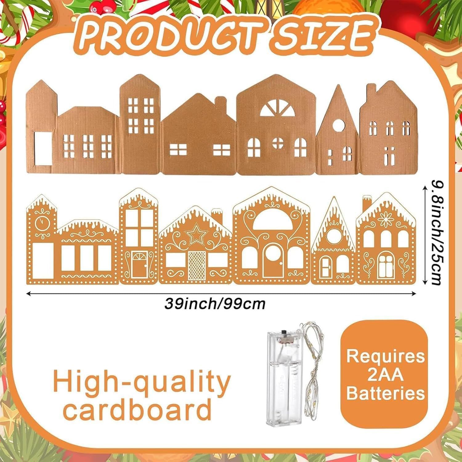 Lumoza Cardboard Christmas Village, Wooden Gingerbread House, 2026 New DIY Foldable Christmas Gingerbread House Cardboard Kit with Led Lights, Gingerbread Village Magic (4PCS)