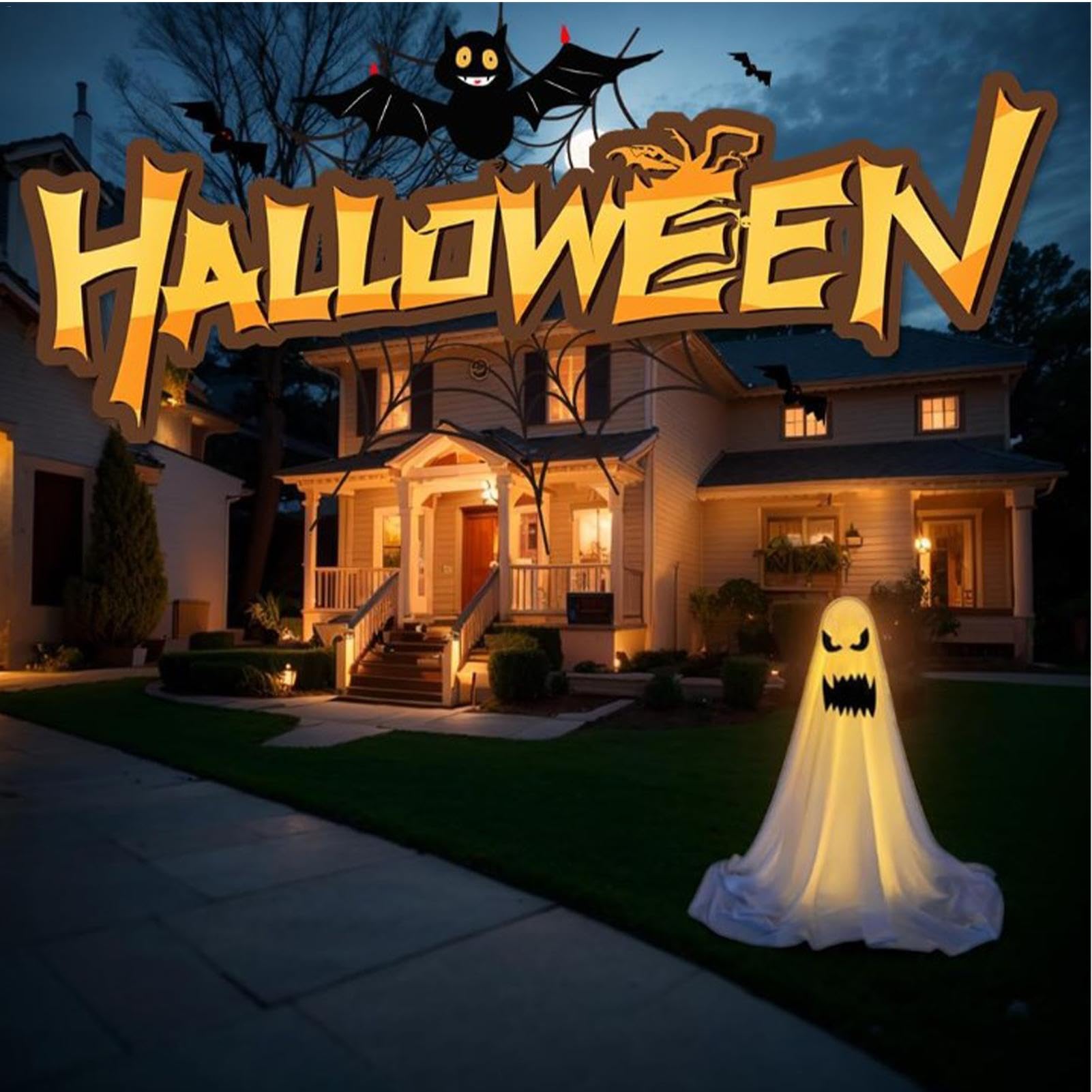Halloween si illumina fantasma | Decorazione spettrale in piedi con fantasmi , struttura di supporto in metallo per la casa per feste di Halloween, case infestate, carnevali del campus, stanze | fantasmi , struttura di supporto in metallo per la casa per