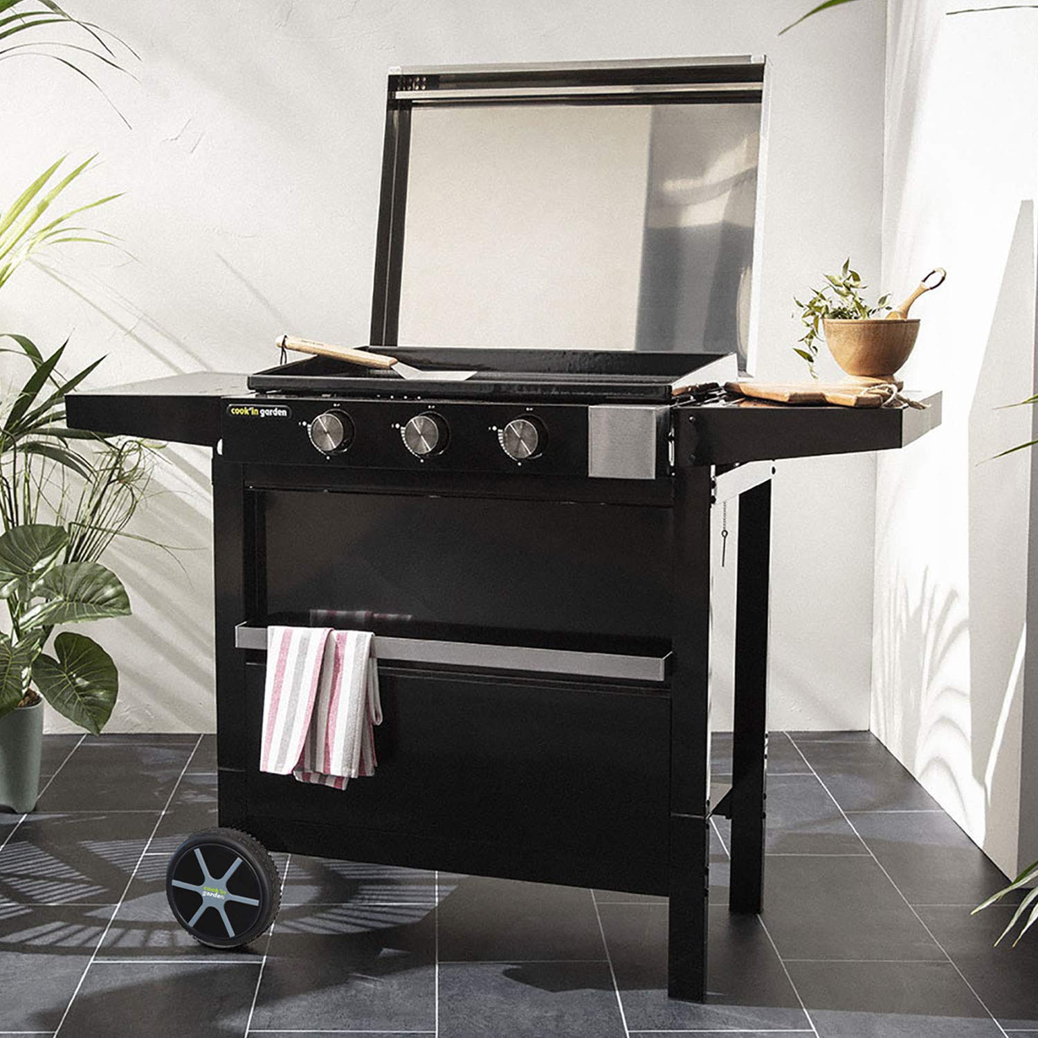 COOKINGBOX Plancha à Gaz Sur Chariot PIURA 4 Feux - Acier Brut - Achat / Vente Plancha Grande