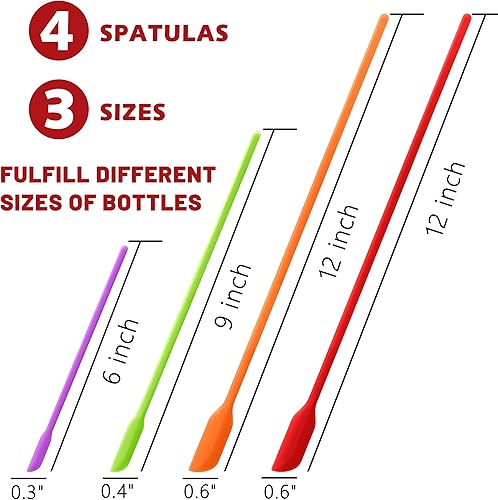 Miniatura 6 de Anaeat Mini Espátulas de Silicona  Juego de 4 Raspadores Pequeños Multifuncionales para Cocina Agitador de Loción Espátula Pequeña de Maquillaje y