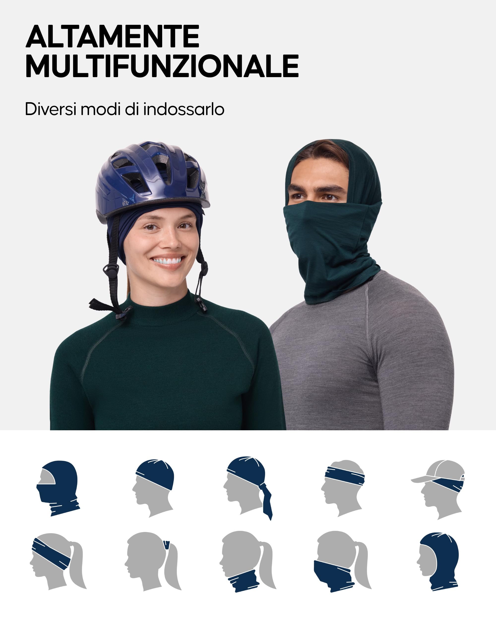 DANISH ENDURANCE Scaldacollo Leggero 100% Lana Merino, Copricollo Invernale Multifunzione, per Uomo e Donna