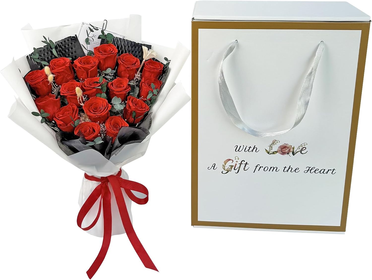 Qutawua 16 Piece Preserved Flower Rose Bouquet, Forever Flowers Romantic Long Lasting Gift for Delivery to Women,Valentine's.Mother's Day Gift(Red, 16 Rose) - Image 3