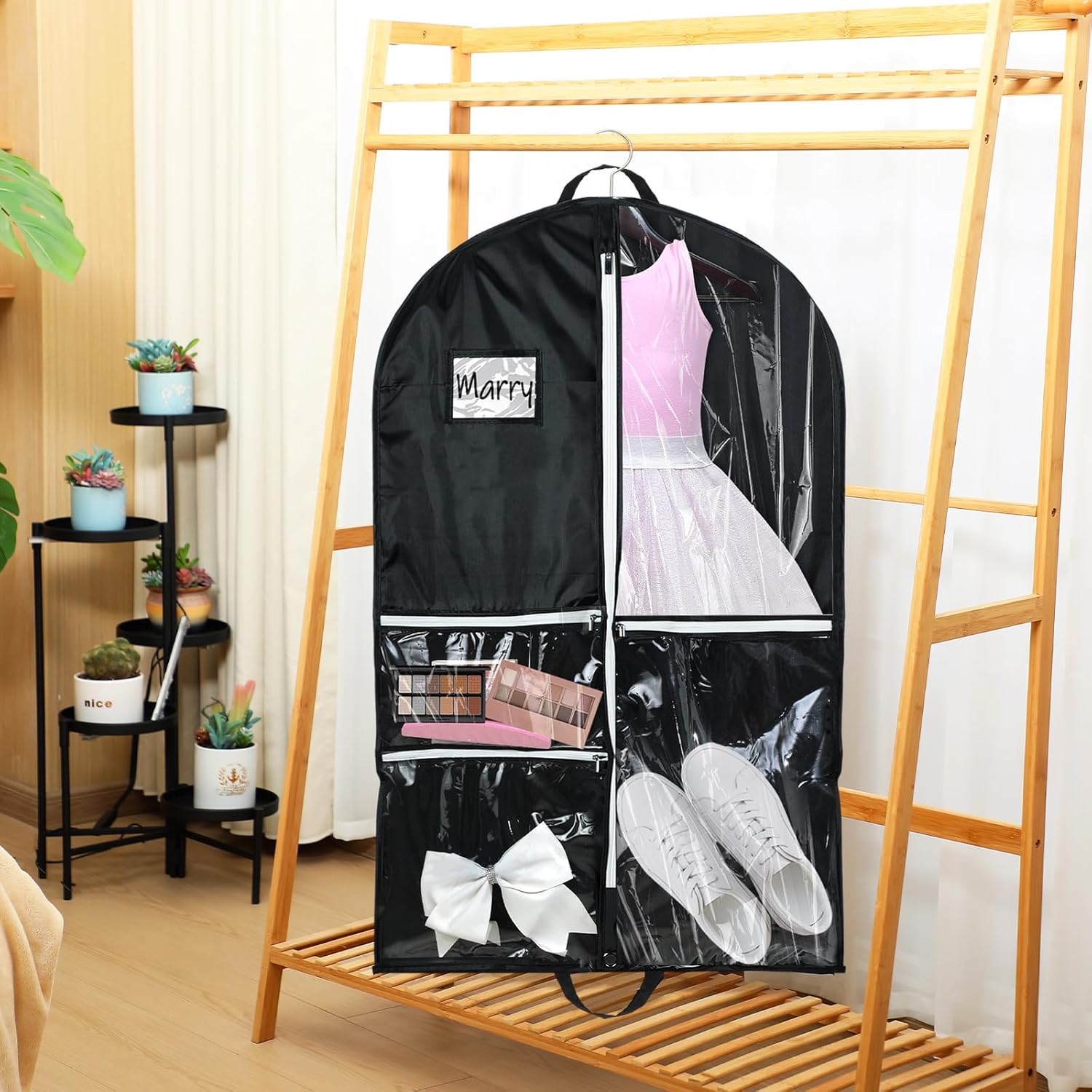 Cheer Garment Bags for Cheerleading Uniform Hanging Garment Bags for Dance Costumes 40 Inch Clothes Bag with 5 Pockets and Side Zip Travel Storage Cheer Uniform - Image 7