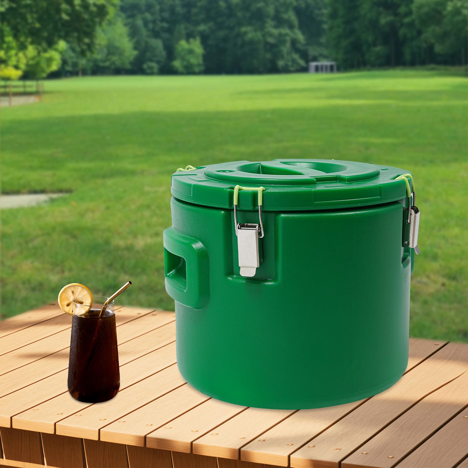 15L Thermobehälter Edelstahl mit Deckel & Tragegriffen, Isolierter Warmhaltebehälter für Speisen, Kaffee & Tee, Hält 12h heiß & kalt, für Gastro, Catering, Partys & Picknicks