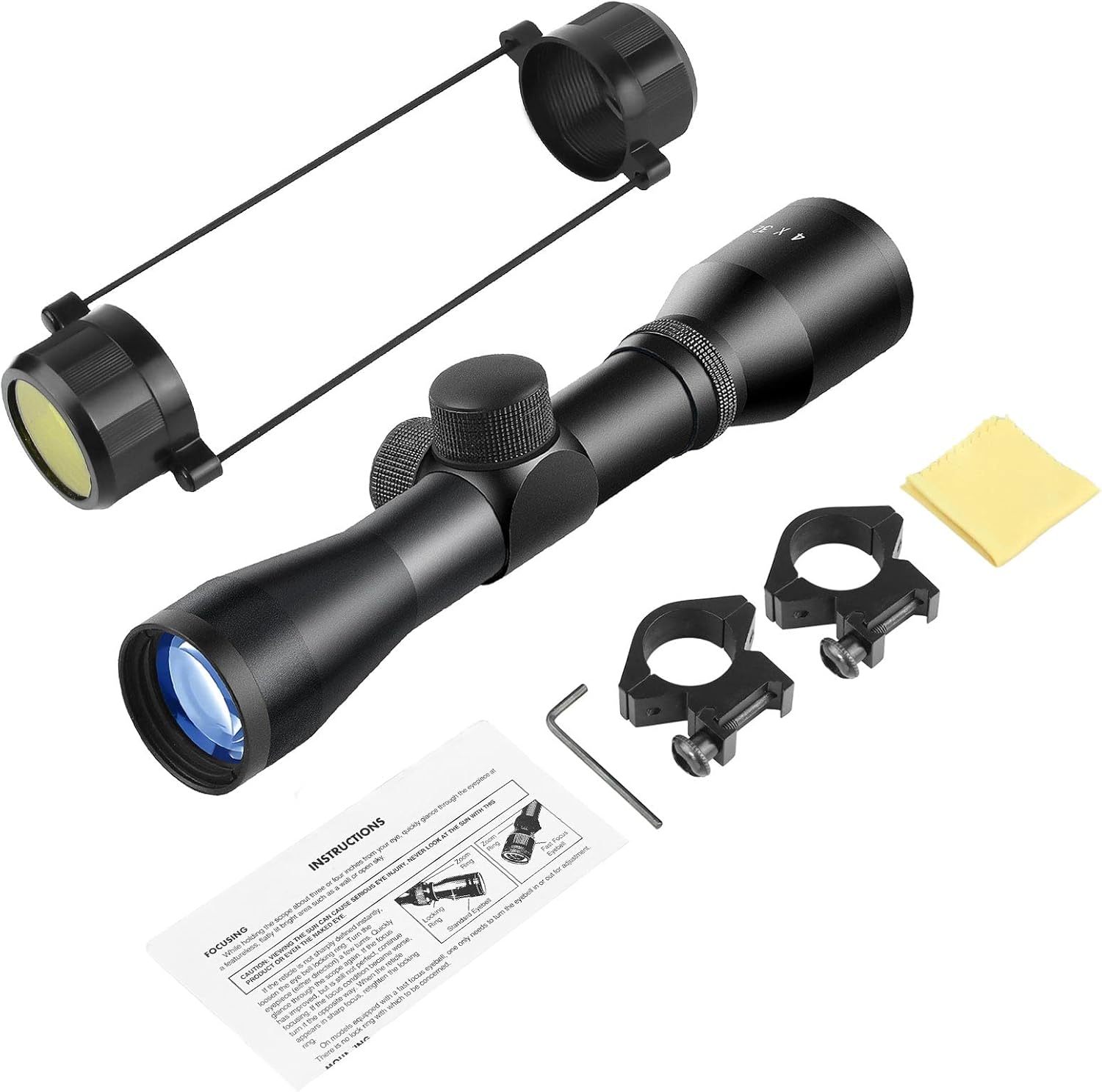 Beileshi 4x32 Compact Rifle Scope Crossbow Scope,Crosshair Optics Hunting Scope with 20mm Free Mounts