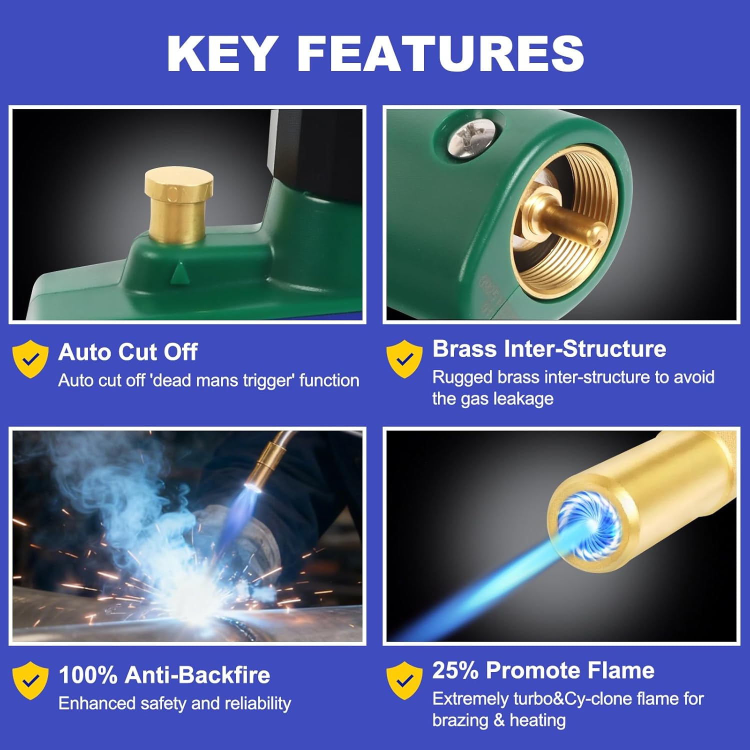 KODILIN MAPP Gas Torch Kit, Auto-Ignition Turbo Torch with Extreme Swirl Turbo & Quick Disconnect, Propane Torches for HVAC, Plumbing, Brazing, Heating, Brazes 1/16" to 1/2", Solders 1/8" to 1-3/4"