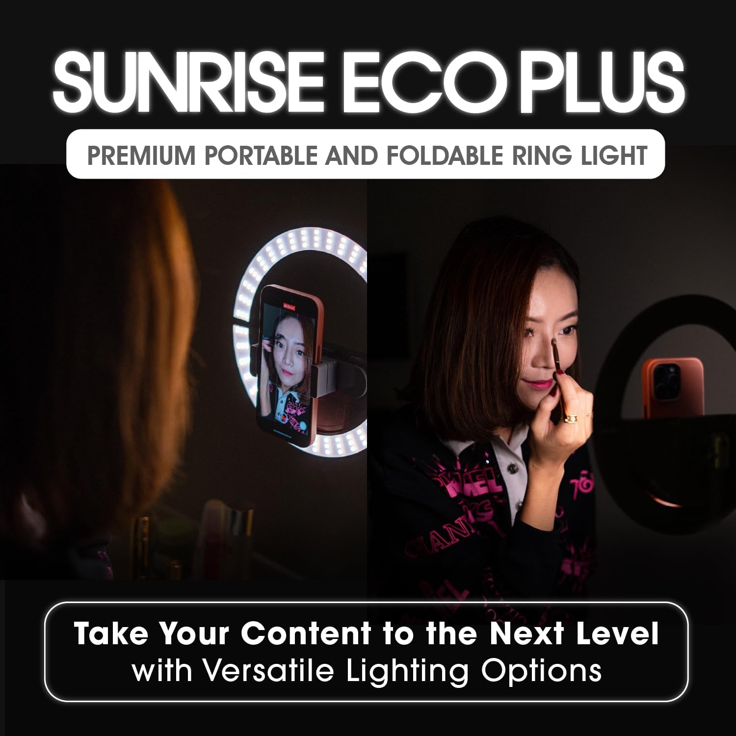 GLAMCOR Sunrise ECO Plus Pro Kit - Portable & Foldable LED Ring Light: Selfie Light & Content Creator Kit | HD Adjustable Color Temperature, Flicker-Free, with Phone Holder & Remote (Grey) - Image 8