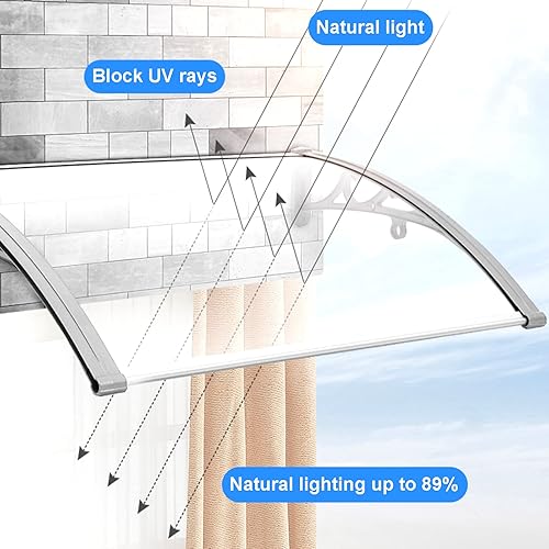 Miniatura 4 de TADIBU Toldo transparente para puerta, toldo invisible para puerta delantera, porche, patio, techo, ventana, protección contra la lluvia y la nieve,