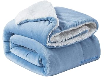 VAS COLLECTIONS New Born Baby All Season Ultra Soft Plush Kids Sherpa Blanket (Sky Blue), 1 Piece, Flannel, Small