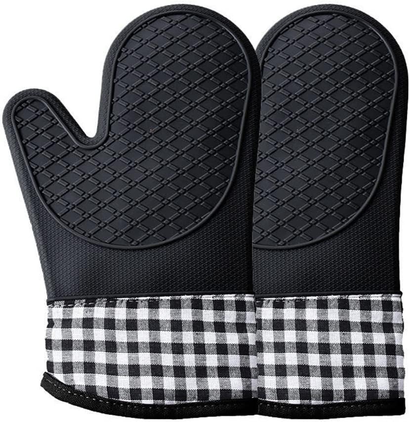 2-Piece Kitchen Household Baking Insulation Gloves Oven Microwave Oven Thick Silicone Gloves (Color : B, Size