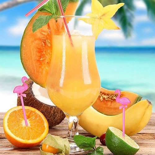 Miniatura 7 de Boao 300 palillos de flamenco de 3.2 pulgadas, palillos de plástico rosa para aperitivos, bebidas, pasteles, postres, alimentos, frutas para verano,