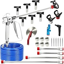 22Pcs Airless Paint Sprayer Gun Kit, 3600PSI | Spray Gun with 50Ft x 1/4 NPT Sprayer Hose & 6Pcs Reversible Spray Tips & Guide Tool & 4Pcs Extension Wand & 6Pcs Filter