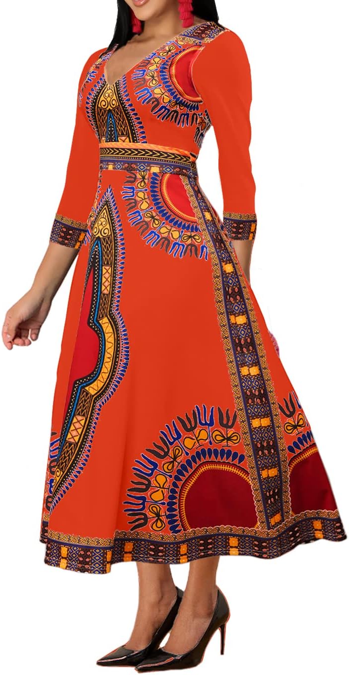 African Long Dresses for Women Elegant Church Dresses Print Maxi Dress High Waist Cocktail Bohemian Vintage Party Outfits - Image 3