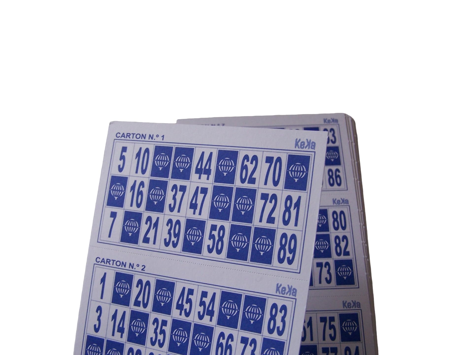 KEKA 3.600 Cartelle tombola Colore Blu, 6 series complete di 600 carte da Bingo, Confezione Risparmio numeri tombola, Cartoni Bingo