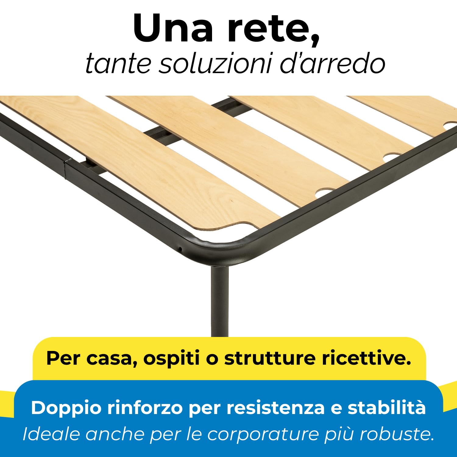 UNICA D.L. 170x200 - Rete matrimoniale con doghe in legno larghe, silenziosa e stabile, ideale per chi cerca comfort e praticità nel tempo