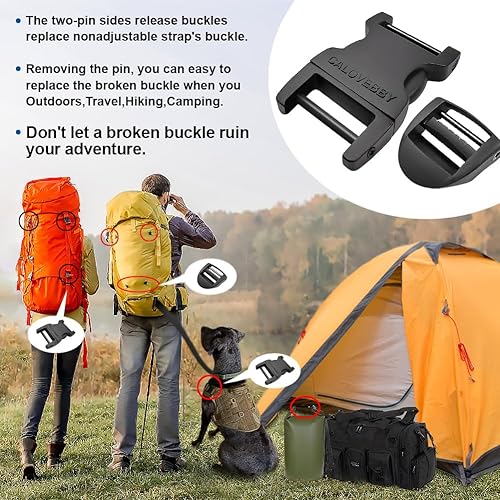 Miniatura 6 de Deluxsa Hebillas de reparación de campo para correas de 1 pulgada, hebilla ajustable de liberación lateral rápida para correas hebillas de