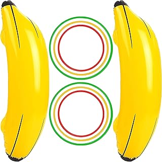 Jishi Inflatable Banana Ring Toss Game, Bachelorette Party Games for Naughty Funny Bridal Shower Engagement Decorations, Summer Water Fun, Pool Toys & Floats, Beach Activities for Adults Women Lesbian