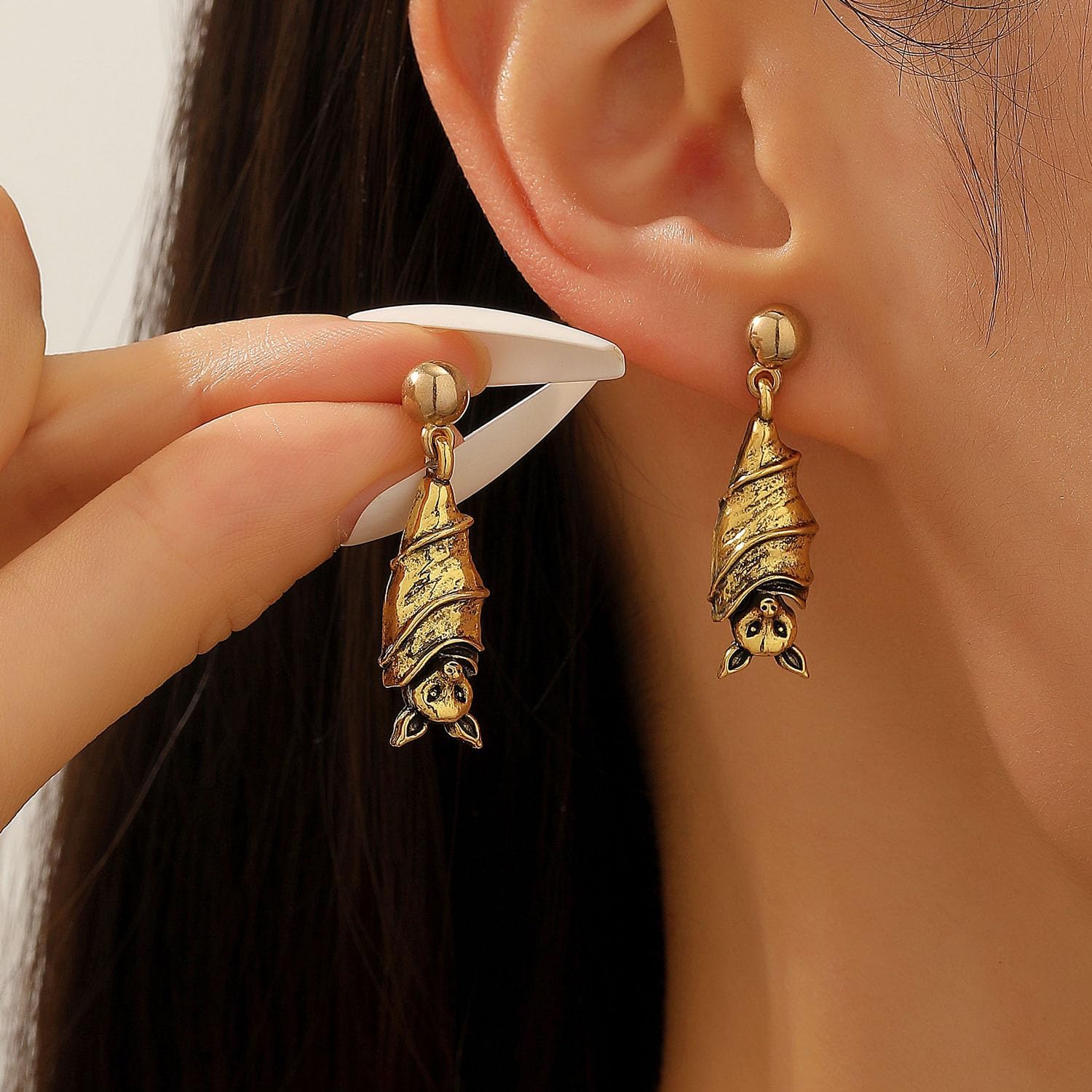 Gothic Bat Earrings for Women Vintage Vampire Bat Dangle Earrings Jewelry for Women Halloween Holiday Costume Accessories Interesting Animals Drop Earring Studs - Image 2