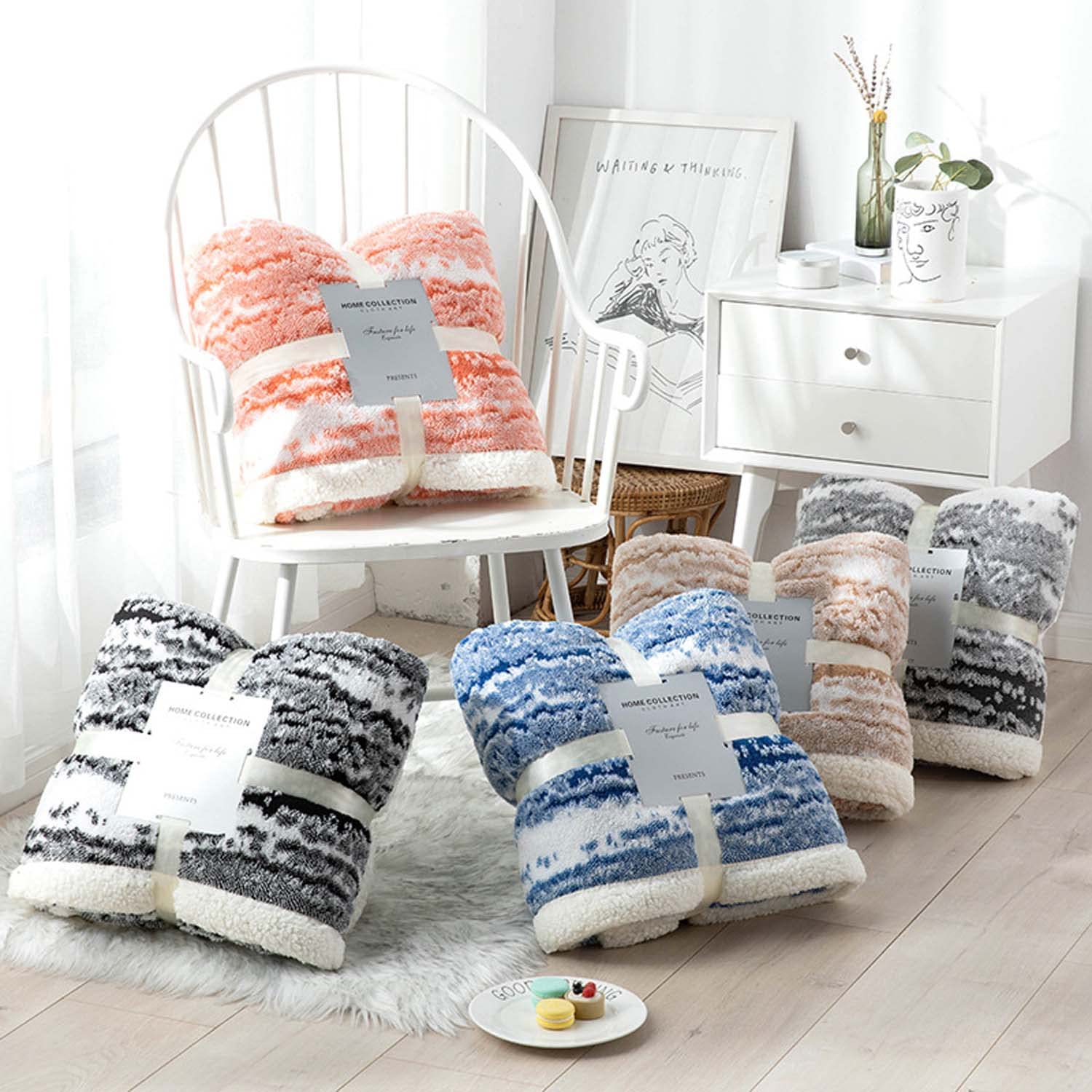 Manta de forro polar Sherpa, manta reversible de lujo súper suave, manta de cama cálida de lana de cordero, sofá, silla, lavable a máquina, 180 x 200 cm