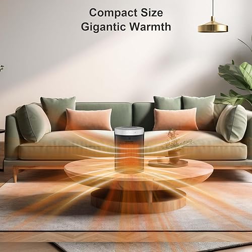 Miniatura 7 de Calentador de espacio, pequeños calentadores eléctricos portátiles para uso en interiores con termostato y control remoto, oscilación de 70,