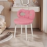 SamFansar US Fast Arrival Vanity Stool with Bowknot Backrest, Small Desk Chair, Women Girls Bedroom Makeup Chair for Living Room Indoor, Dressing Chairs Side Table Seat Pink