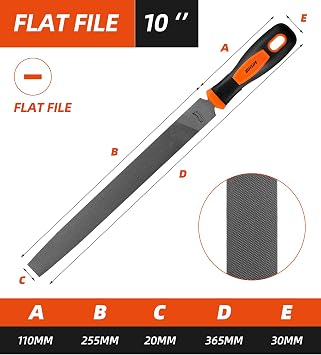 Needle File Flat File Handle, 10 Inch, Hardened Alloy Steel, for Precision Filing