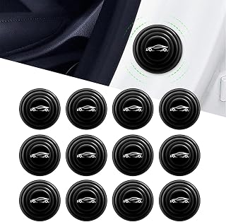 ijuicy 12 PCS Car Door Shock Absorber, Thickened Silicone Self-adhesive Car Door Shock Absorber Pads, Anti-Collision Gasket Sticker Door Edge Protection Pads, Universal for Most Cars (Black)