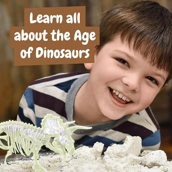 Science4you Triceratops Fossil Digging Kit for Kids - Excavate and Assemble 10 Glow-in-the-Dark Dinosaur Fossils, Dinosaur Toys for Kids, Dino Games, Dino Gifts for Girls & Boys Age 5 6 7+ Year Old