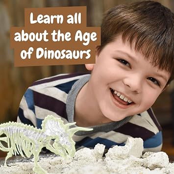 Science4you Triceratops Fossil Digging Kit for Kids - Excavate and Assemble 10 Glow-in-the-Dark Dinosaur Fossils, Dinosaur Toys for Kids, Dino Games, Dino Gifts for Girls & Boys Age 5 6 7+ Year Old