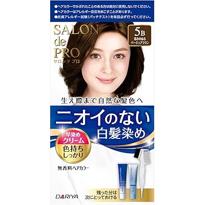 サロンドプロ 無香料ヘアカラー 早染めクリーム 5B 深みのあるベージュブラウン [医薬部外品]