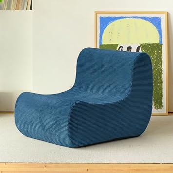 N&V Single Seated Foam Sofa, Armless Floor Sofa, One Piece High Density Foam, Removable and Machine Washable Cover, Navy