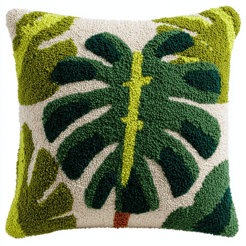 Kitquiver Latch Hook Cushion Kit,Leaf DIY Throw Pillow Cover 43X43Cm