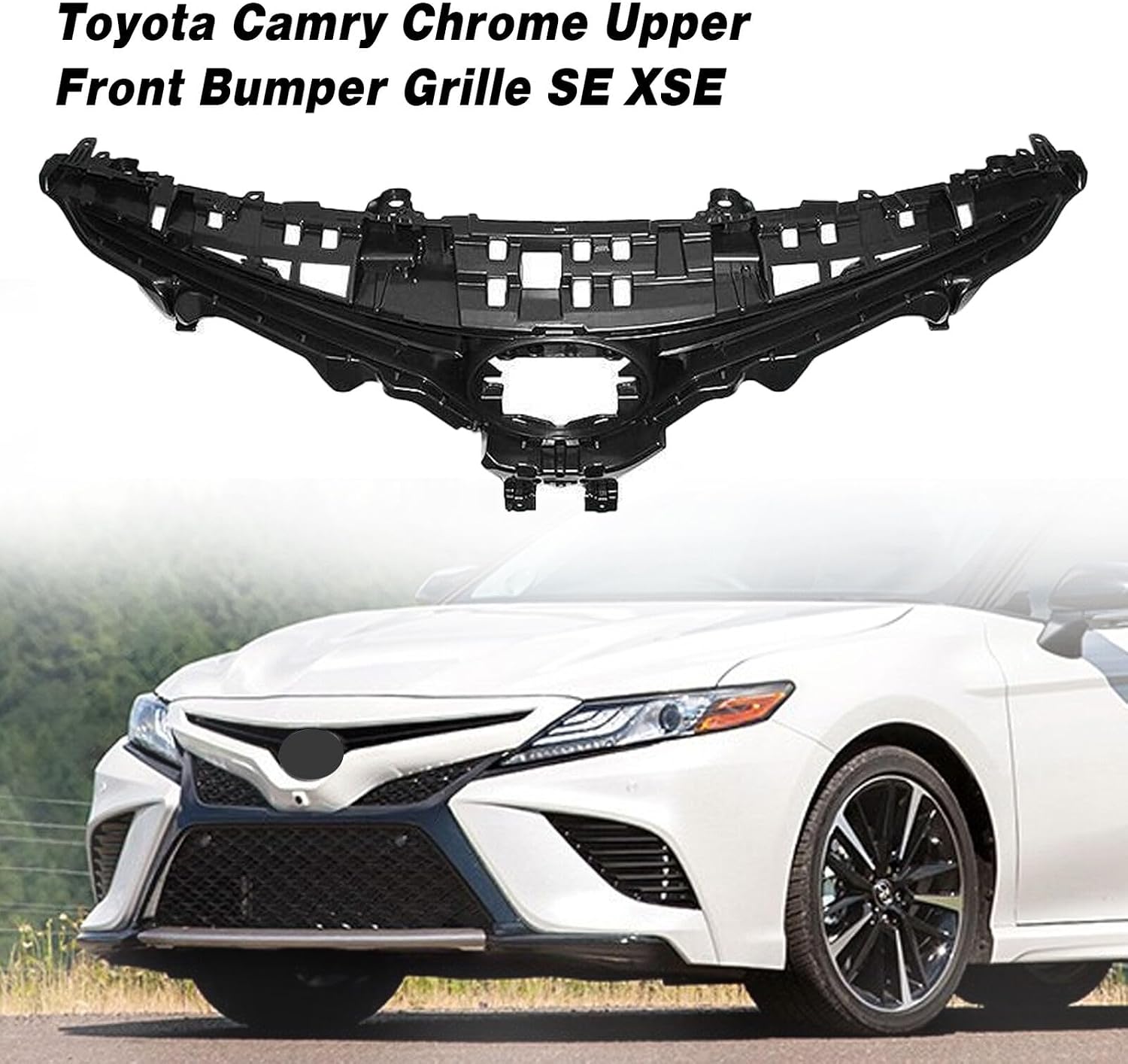Bewild Front Bumper Grille Grill Fit for 2018 2019 2020 Toyota Camry SE XSE Front Bumper Upper Hood Grille