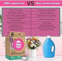 Vista 9 de WBM Cápsulas de detergente para ropa para el hogar, aroma de fragancia primaveral, 32 unidades, cápsulas de lavandería concentradas HE con 10 veces