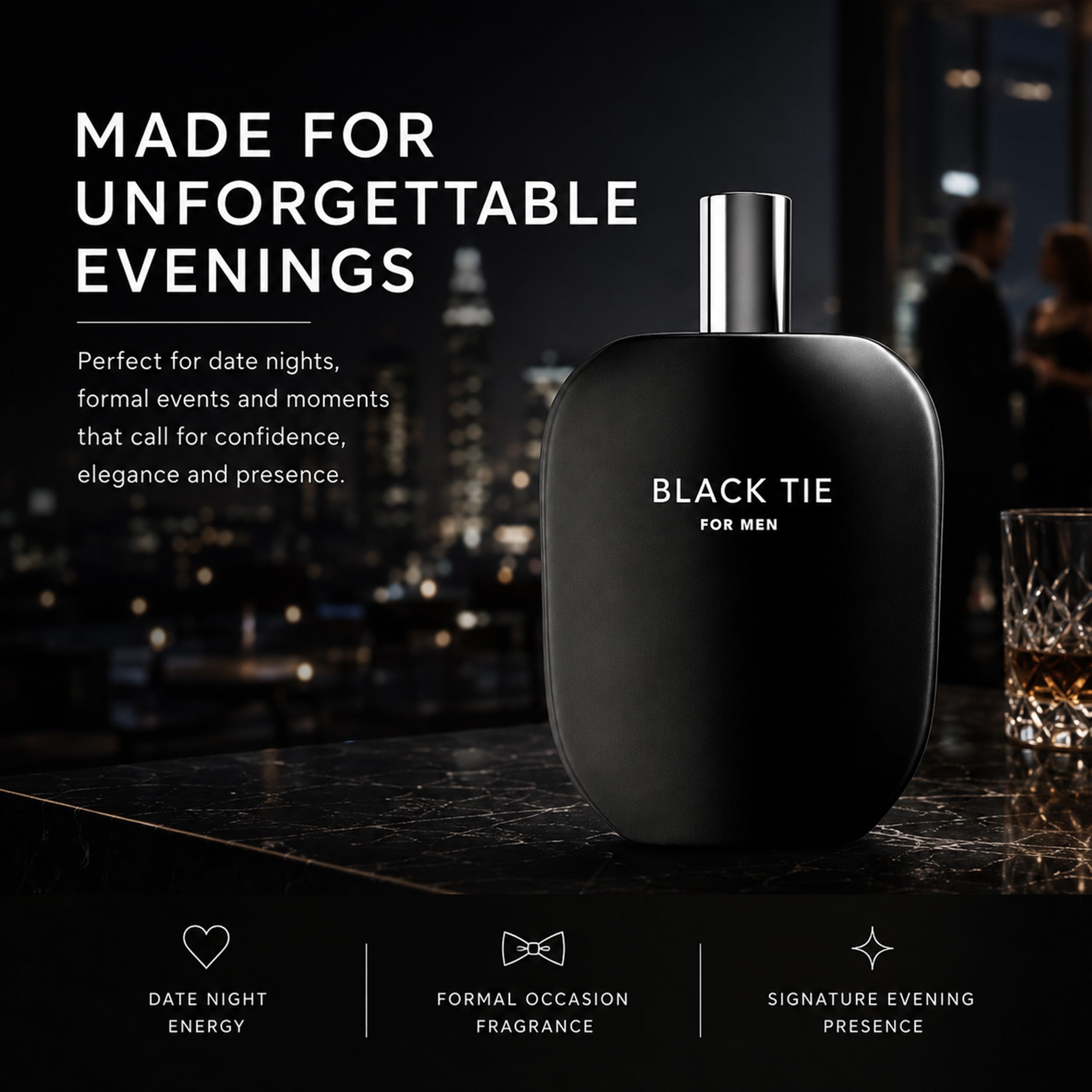 Fragrance One | Jeremy Fragrance BLACK TIE for Men | parfum masculin marquant | Masculin, Dominant, Autoritaire | Eau de Parfum pour hommes | Intense | Parfait pour le soir | Flacon de 100 ml