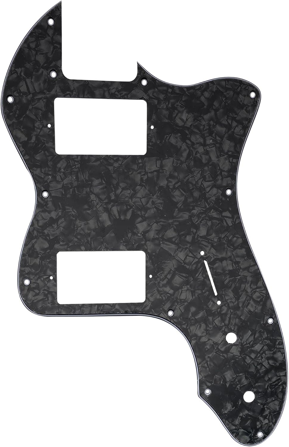 Musiclily Pro 12 Holes Covered HH Guitar Pickguard For USA/Mexico Fender 72 Tele Thinline Style Electric Guitar, 4ply Black Pearl
