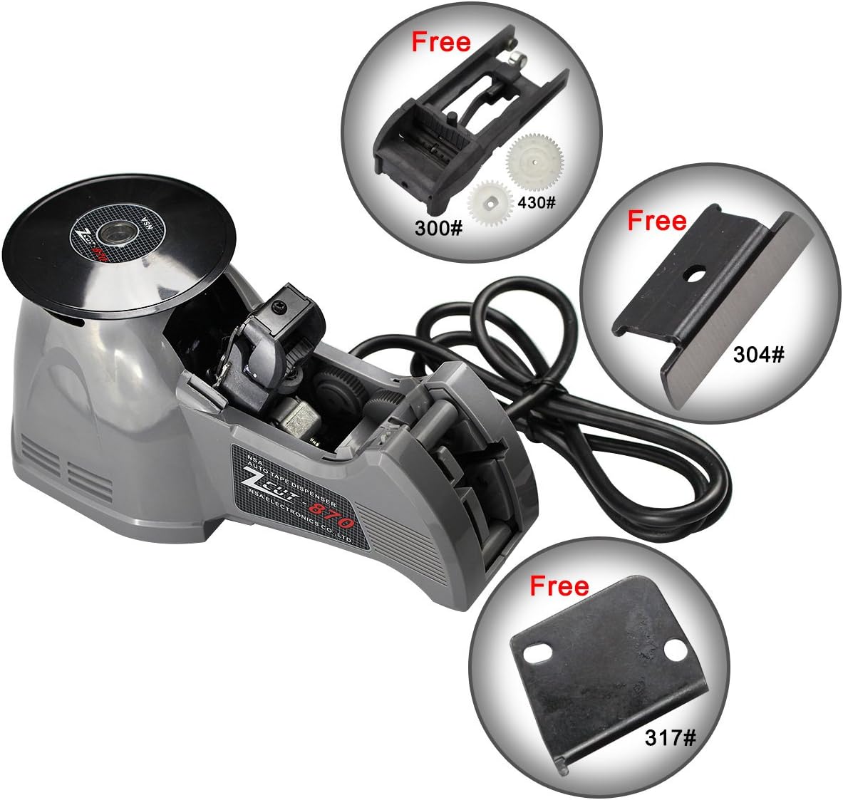 NSA ZCUT-870 Auto Electronic Carousel Tape Dispenser/Cutter Fits For Several People Handle