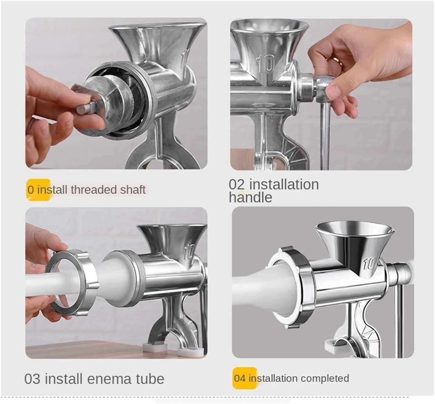 Aluminium Alloy Hand Operate Manual Meat Grinder Sausage Beef Mincer With Tabletop Clamp Kitchen Home Tool(Large size)