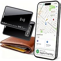 Air Tag Card Wallet Tracker 2 Pezzo, Ricaricabile Trova Oggetti Portafoglio, Smart Tag Compatibile con Apple Dov’è (Solo iOS), Bluetooth Localizzatore per Portafoglio, Valigia, Borse, IP68 Impermeabile