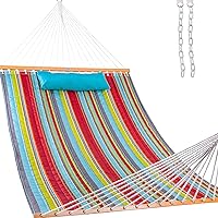 Vista 17 de Lazy Daze Hammocks - Hamaca doble de tela acolchada de 12 pies con barras de suspensión y almohada desmontable, capacidad de carga de 450 libras