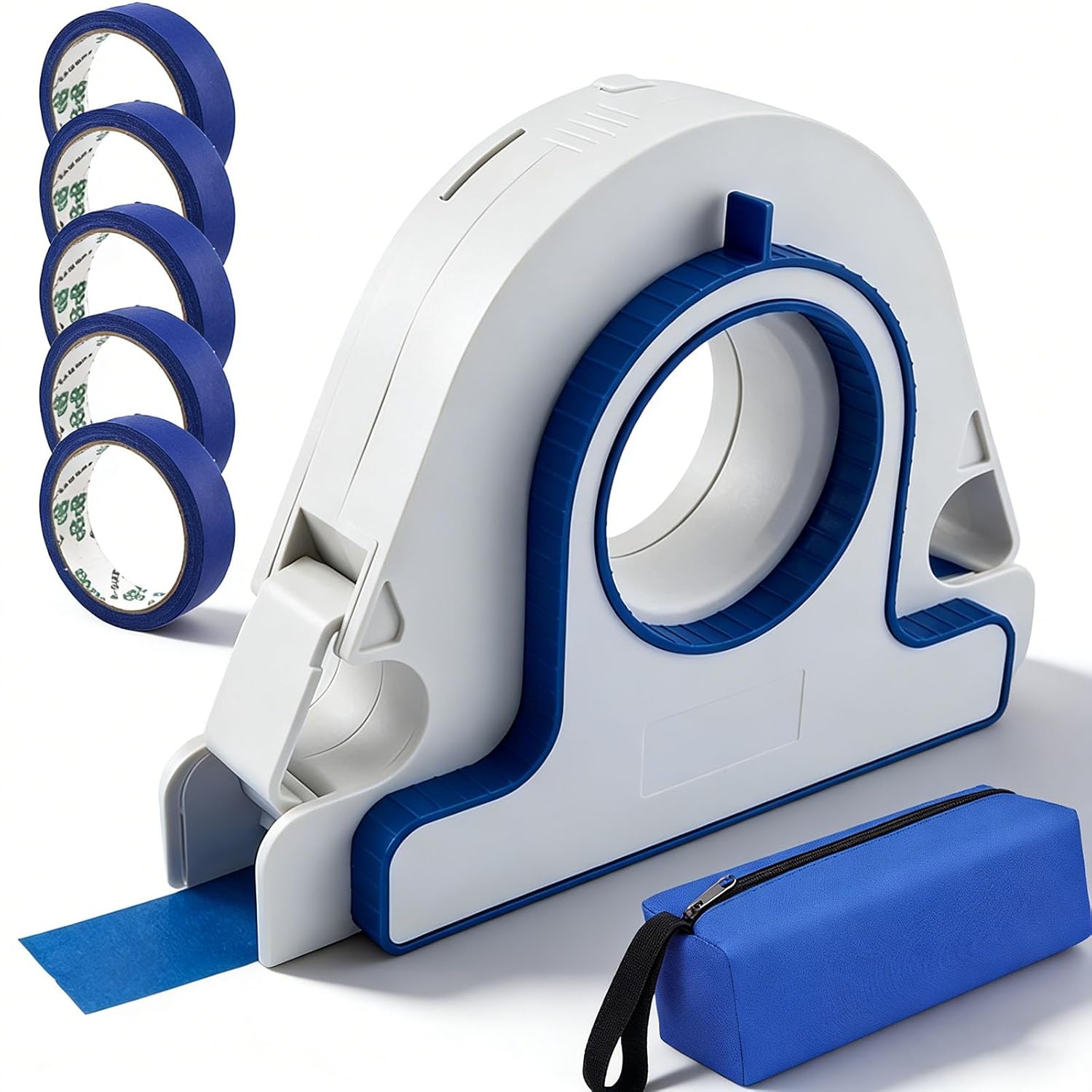 2026 Upgraded Painters Tape Applicator, Masking Tape Dispenser, Masking Tape Applicator with Scraper Trim Tool with 1mm Spacing for Painting Trim, Windows, Door Frames (1PC+5 Blue Tape)