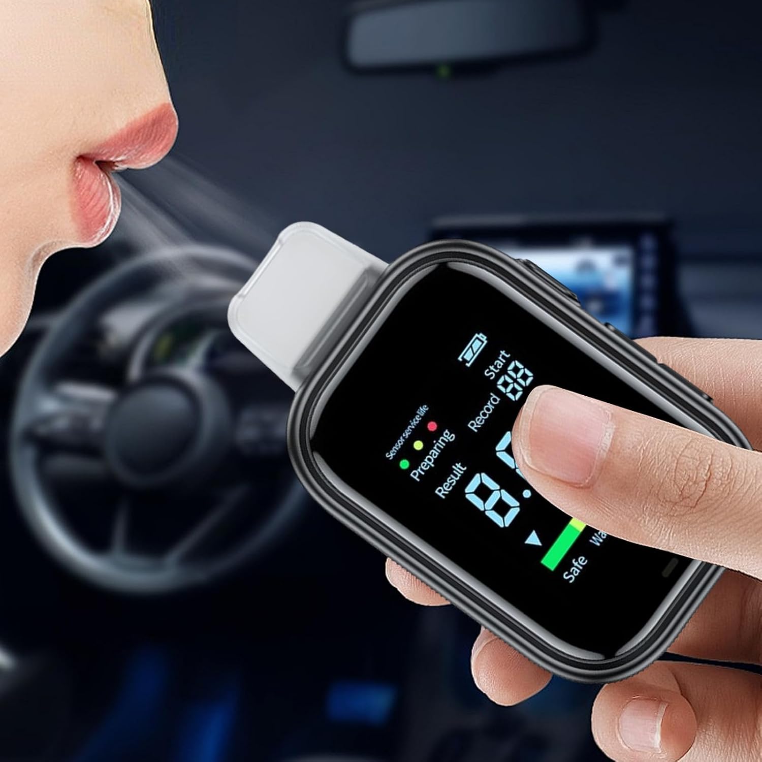 Digital Alcohol Breathalyzer - Portable Monitor Tester, Breathing Test with Accurate Sensor, BAC Tester with LED Display, Alcohol Detector Quick Results, Breath Analyzer for Home Driving