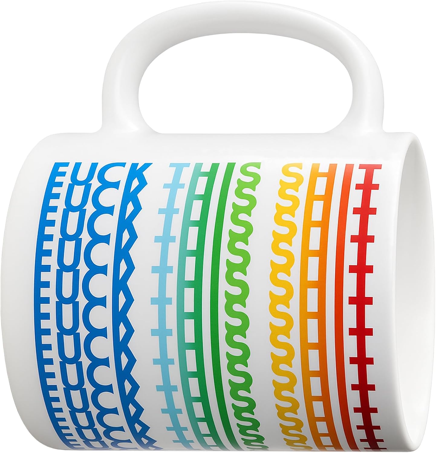 Funny Hidden Message Ceramic Coffee Mug, 11oz, Rainbow Rune Pattern image 3