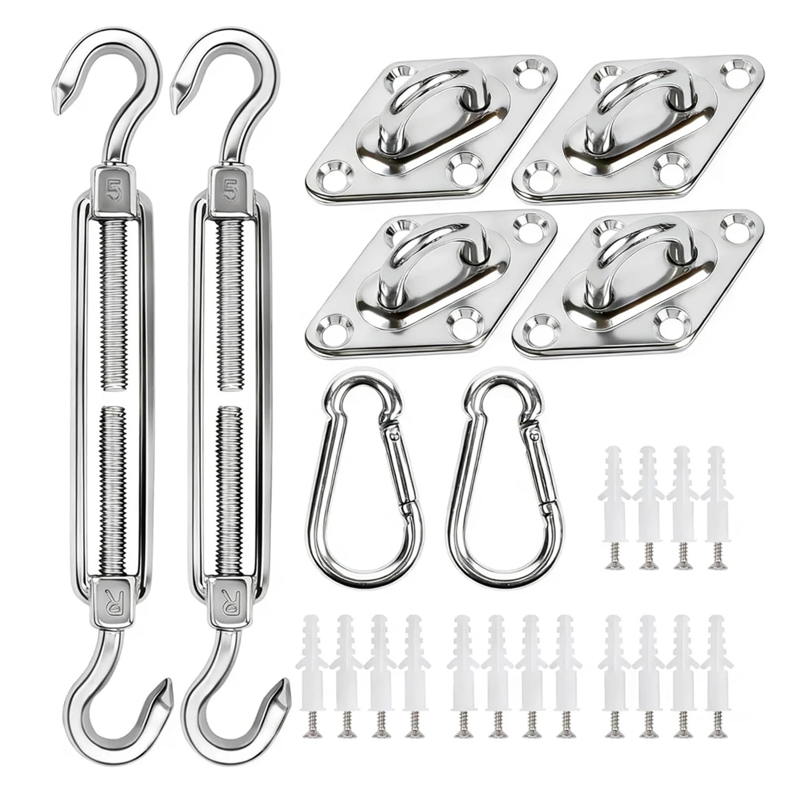 Sonnensegel Befestigung Set Edelstahl-Sonnenschutz-Segel-Installations-Befestigungsset Hochleistungs-Campingzelt-Hardware-Kit for Hausgarten-Sonnenschutz-Befestigungswerkzeuge(2Set)