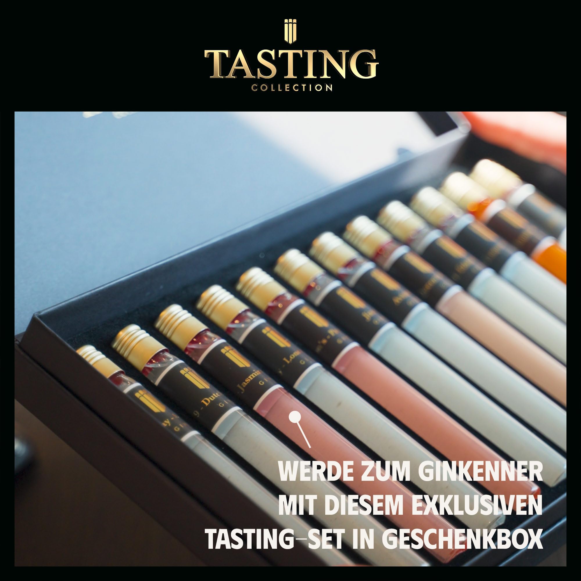 Gin Tasting Probierset 12 Fläschchen Verkostung im Geschenkset