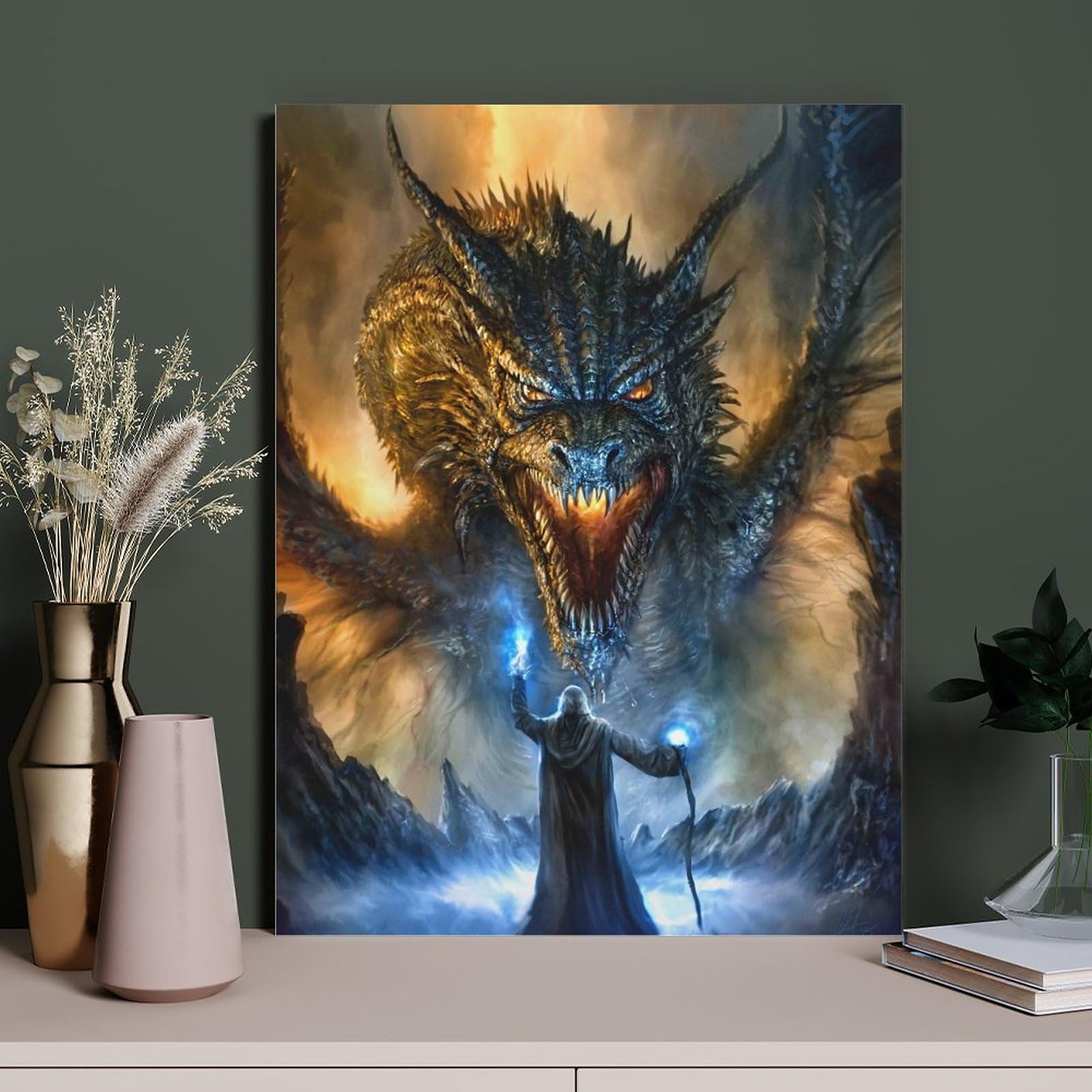 Amazon.co.jp: キャンバス絵画 ドラゴンアドベンチャー アートパネル