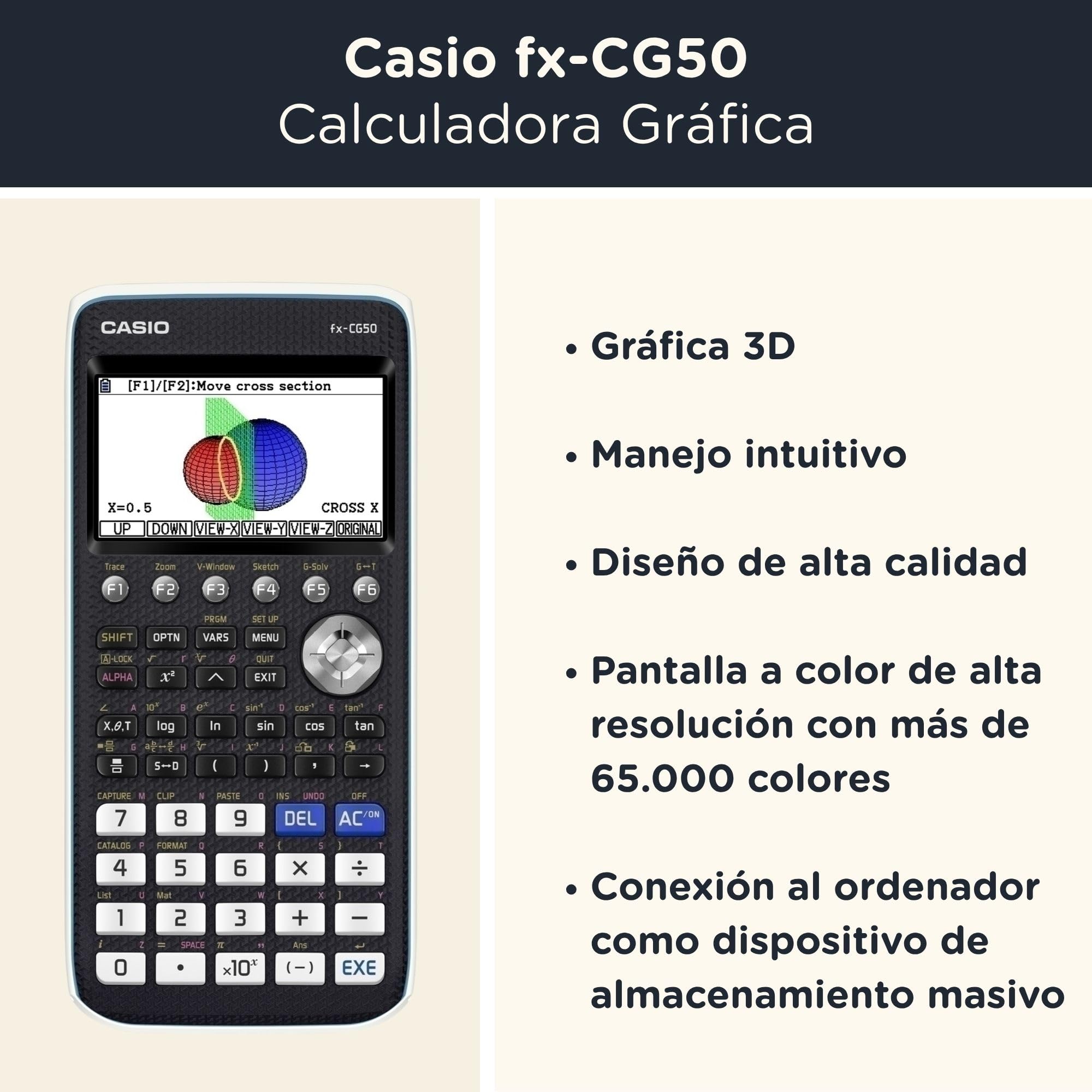 Casio fx-CG50 con Funda Protectora WYNGS Gris Claro - Calculadora Gráfica - Paquete Básico