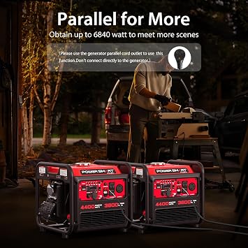 PowerSmart 4400-Watt Open Frame Inverter Generator, Gas Powered, CO-Sensor, Lightweight & Quiet for Home Use and Emergency Backup, Camping, EPA Compliant